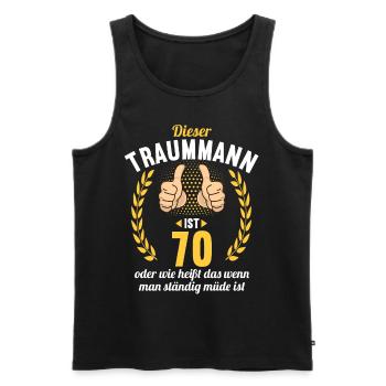 Dieser Traummann ist 70 Jahre 70 Geburtstag - Männer Premium Bio Tank Top - Schwarz - Vorne - AI Model Male 178 light (178cm)