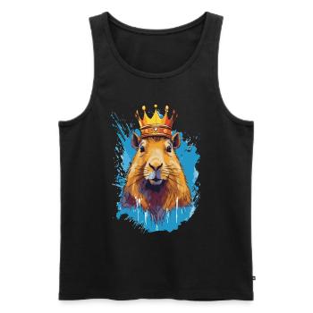 Capybara avec capybara couronne - Débardeur bio Premium Homme - noir - Devant - Michal (187cm)