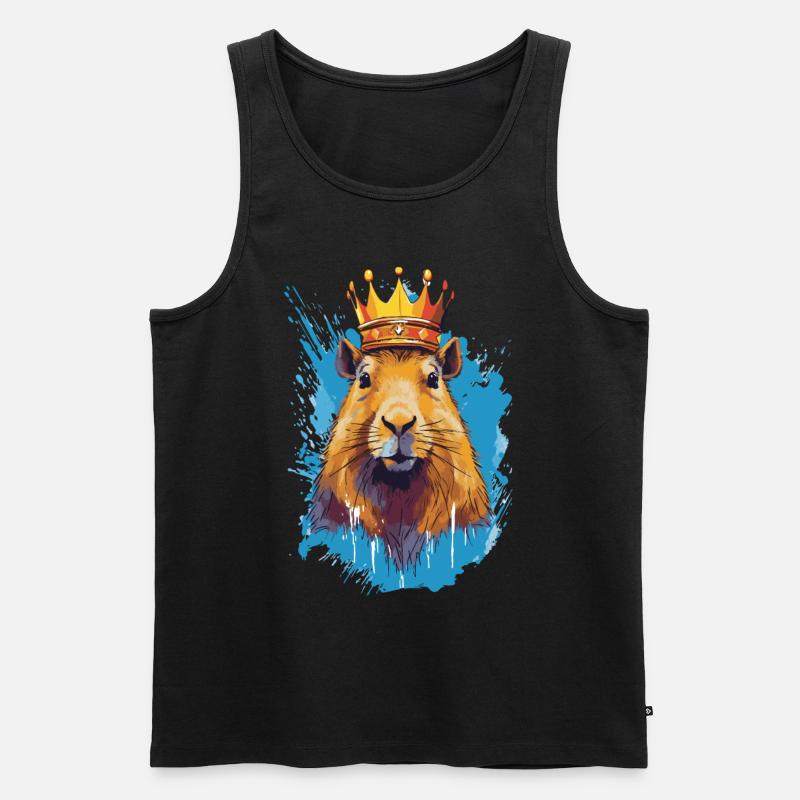 Capybara with crown capybara - Men's Premium Organic Tank Top - black