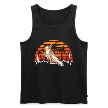 Budgie Welli Parakeet Heartbeat - Men's Premium Organic Tank Top - black - Front - AI Model Male 178 light (178cm)