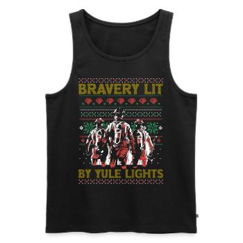 Valor lit by Christmas lights fire - Men's Premium Organic Tank Top - black - Front - AI Model Male 178 light (178cm)