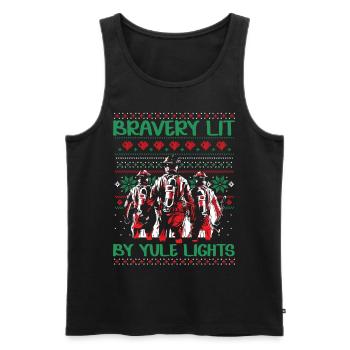 Valor lit by Christmas lights fire - Men's Premium Organic Tank Top - black - Front - AI Model Male 178 light (178cm)