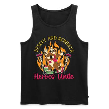 Rettung und Rentiere: Helden vereinen Weihnachten - Männer Premium Bio Tank Top - Schwarz - Vorne - Michal (187cm)