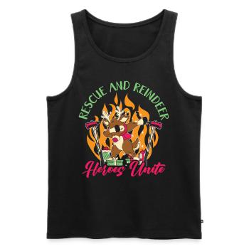 Rettung und Rentiere: Heroes Unite Weihnachten - Männer Premium Bio Tank Top - Schwarz - Vorne - Michal (187cm)