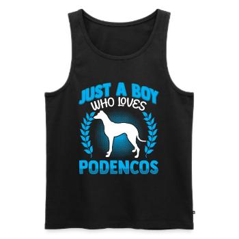 Boy who loves Podenco Ibizan Hound - Men's Premium Organic Tank Top - black - Front - AI Model Male 178 light (178cm)