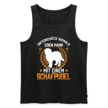 Mann mit Schafpudel unterschätzen Hütepudel - Männer Premium Bio Tank Top - Schwarz - Vorne - AI Model Male 178 light (178cm)