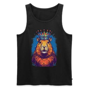Capybara avec capybara couronne - Débardeur bio Premium Homme - noir - Devant - AI Model Male 178 light (178cm)