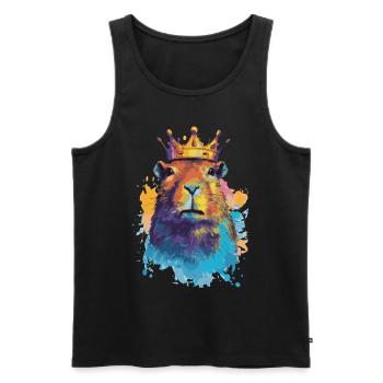 Capybara avec capybara couronne - Débardeur bio Premium Homme - noir - Devant - AI Model Male 178 light (178cm)