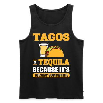 Tacos & Tequila Because It's Tuesday Somewhere - Men's Premium Organic Tank Top - black - Front - AI Model Male 178 light (178cm)