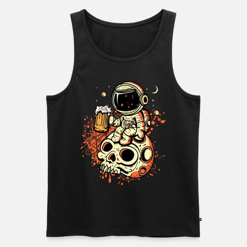 Astronaut drink beer - Männer Premium Bio Tank Top - Schwarz