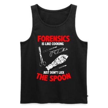 Lustiger Gerichtsmediziner - Männer Premium Bio Tank Top - Schwarz - Vorne - AI Model Male 178 light (178cm)