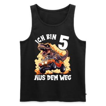T-Rex fährt Monster Truck Ich bin 5. Geburtstag - Männer Premium Bio Tank Top - Schwarz - Vorne - Michal (187cm)