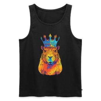 Capybara with capybara crown - Men's Premium Organic Tank Top - black - Front - AI Model Male 178 light (178cm)
