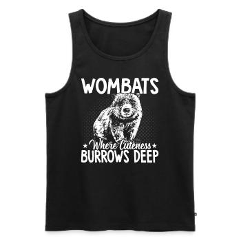 Wombat's cuteness digs deep Australian - Men's Premium Organic Tank Top - black - Front - Michal (187cm)
