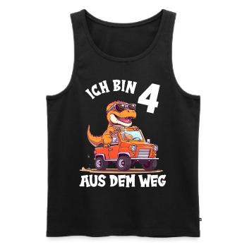 T-Rex fährt Monster Truck Ich bin 4. Geburtstag - Männer Premium Bio Tank Top - Schwarz - Vorne - Michal (187cm)