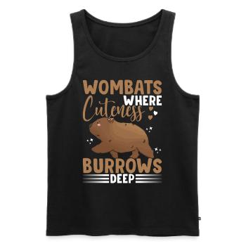 The cuteness of the wombats digs deep, - Men's Premium Organic Tank Top - black - Front - AI Model Male 178 light (178cm)