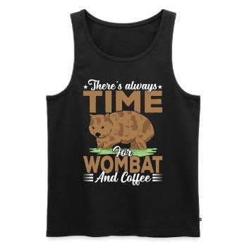 Time for wombat and coffee Australian animals - Men's Premium Organic Tank Top - black - Front - Michal (187cm)
