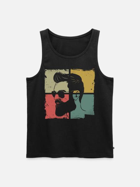 Beard Lover Bearded Man Retro - Men's Premium Organic Tank Top - black