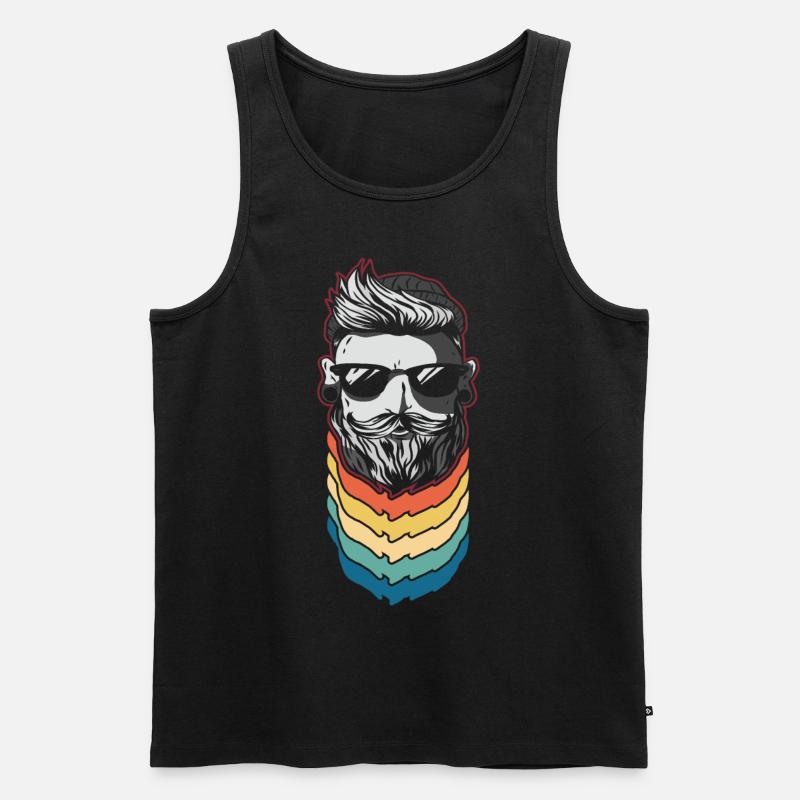 Beard Lover Bearded Man Retro - Männer Premium Bio Tank Top - Schwarz