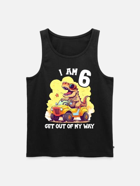 T-Rex Drives Monster Truck I'm 6th Birthday - Men's Premium Organic Tank Top - black
