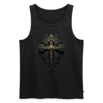 Gotisches Kreuz Goths Design Viktorianisch - Männer Premium Bio Tank Top - Schwarz - Vorne - AI Model Male 178 light (178cm)