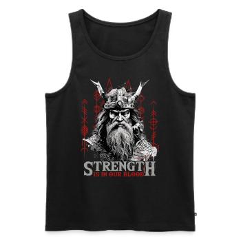 Strength is in our blood Wikinger Kultur - Männer Premium Bio Tank Top - Schwarz - Vorne - AI Model Male 178 light (178cm)