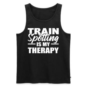 Train Spotting Is My Therapy Trainspotter - Men's Premium Organic Tank Top - black - Front - AI Model Male 178 light (178cm)