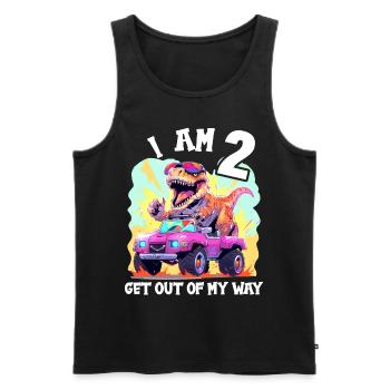 T-Rex Drives Monster Truck I'm 2nd Birthday - Men's Premium Organic Tank Top - black - Front - Michal (187cm)