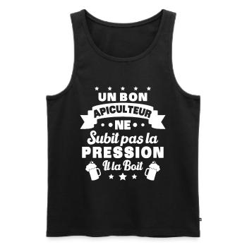Apiculteur ne subit pas la pression humour Abeille - Débardeur bio Premium Homme - noir - Devant - Michal (187cm)