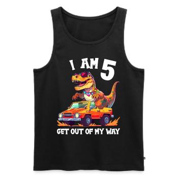 T-Rex fährt Monster Truck Ich bin 5. Geburtstag - Männer Premium Bio Tank Top - Schwarz - Vorne - Michal (187cm)