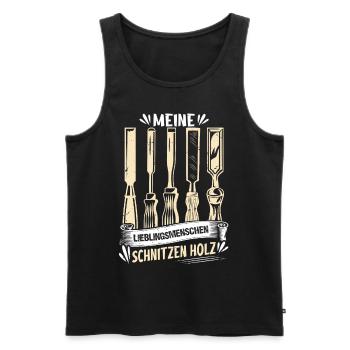 Holzschnitzer Holzschnitzerei - Männer Premium Bio Tank Top - Schwarz - Vorne - Michal (187cm)