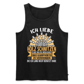 Holzschnitzer Holzschnitzerei - Männer Premium Bio Tank Top - Schwarz - Vorne - Michal (187cm)
