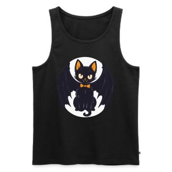 Halloween Schwarze Katze als Vampir - Männer Premium Bio Tank Top - Schwarz - Vorne - Michal (187cm)