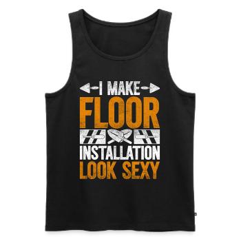 Floor layers, tilers, screed layers - Men's Premium Organic Tank Top - black - Front - AI Model Male 178 light (178cm)