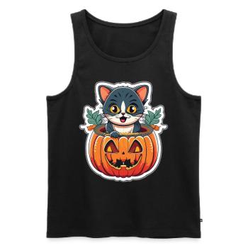 Des yeux de chat dans le noir : design magique d’Halloween - Débardeur bio Premium Homme - noir - Devant - Michal (187cm)