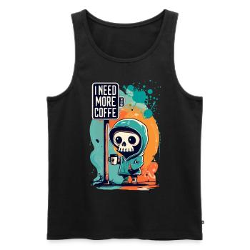 Skeleton Skull I NEED MORE COFFEE Coffee Saying - Men's Premium Organic Tank Top - black - Front - Michal (187cm)