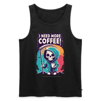 Skeleton Skull I NEED MORE COFFEE Coffee Saying - Men's Premium Organic Tank Top - black - Front - Michal (187cm)