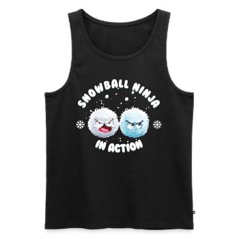 Schneeballschlacht - Snowball Ninja in Action - Männer Premium Bio Tank Top - Schwarz - Vorne - AI Model Male 178 light (178cm)