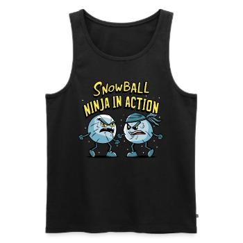 Schneeballschlacht - Snowball Ninja in Action - Männer Premium Bio Tank Top - Schwarz - Vorne - AI Model Male 178 light (178cm)