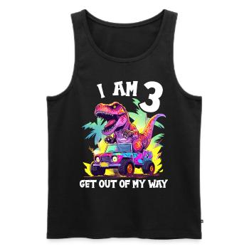 T-Rex Drives Monster Truck I'm 3rd Birthday - Men's Premium Organic Tank Top - black - Front - AI Model Male 178 light (178cm)