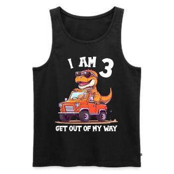 T-Rex Drives Monster Truck I'm 3rd Birthday - Men's Premium Organic Tank Top - black - Front - AI Model Male 178 light (178cm)