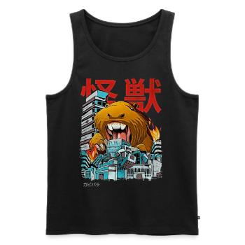Kaiju Capybara Monstre d’anime japonais - Débardeur bio Premium Homme - noir - Devant - AI Model Male 178 light (178cm)