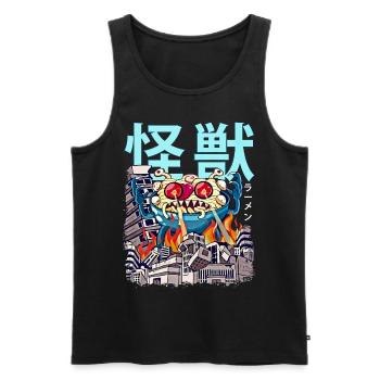 Kaiju Ramen Nouilles Monstres Japonais Anime - Débardeur bio Premium Homme - noir - Devant - AI Model Male 178 light (178cm)