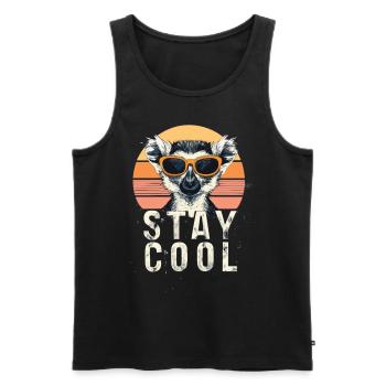 Stay Cool Lemur - Männer Premium Bio Tank Top - Schwarz - Vorne - Michal (187cm)