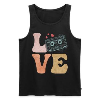 Tape cassette LOVE - Débardeur bio Premium Homme - noir - Devant - Michal (187cm)