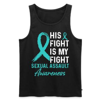 His fight against sexual assault - Men's Premium Organic Tank Top - black - Front - Michal (187cm)
