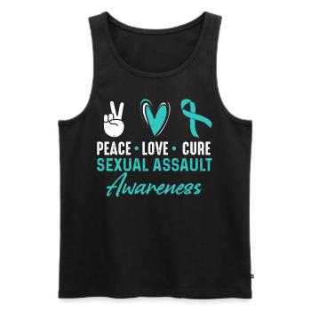 Peace Love Cure Awareness Month for - Men's Premium Organic Tank Top - black - Front - Michal (187cm)