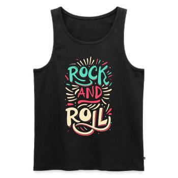 Devise de la déclaration rock and roll - Débardeur bio Premium Homme - noir - Devant - AI Model Male 178 light (178cm)