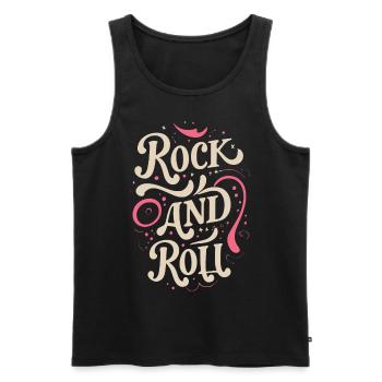 Devise de la déclaration rock and roll - Débardeur bio Premium Homme - noir - Devant - AI Model Male 178 light (178cm)