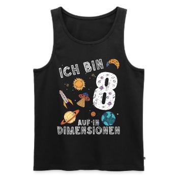 Ich bin 8 Auf in neue Dimensionen 8. Geburtstag - Männer Premium Bio Tank Top - Schwarz - Vorne - Michal (187cm)
